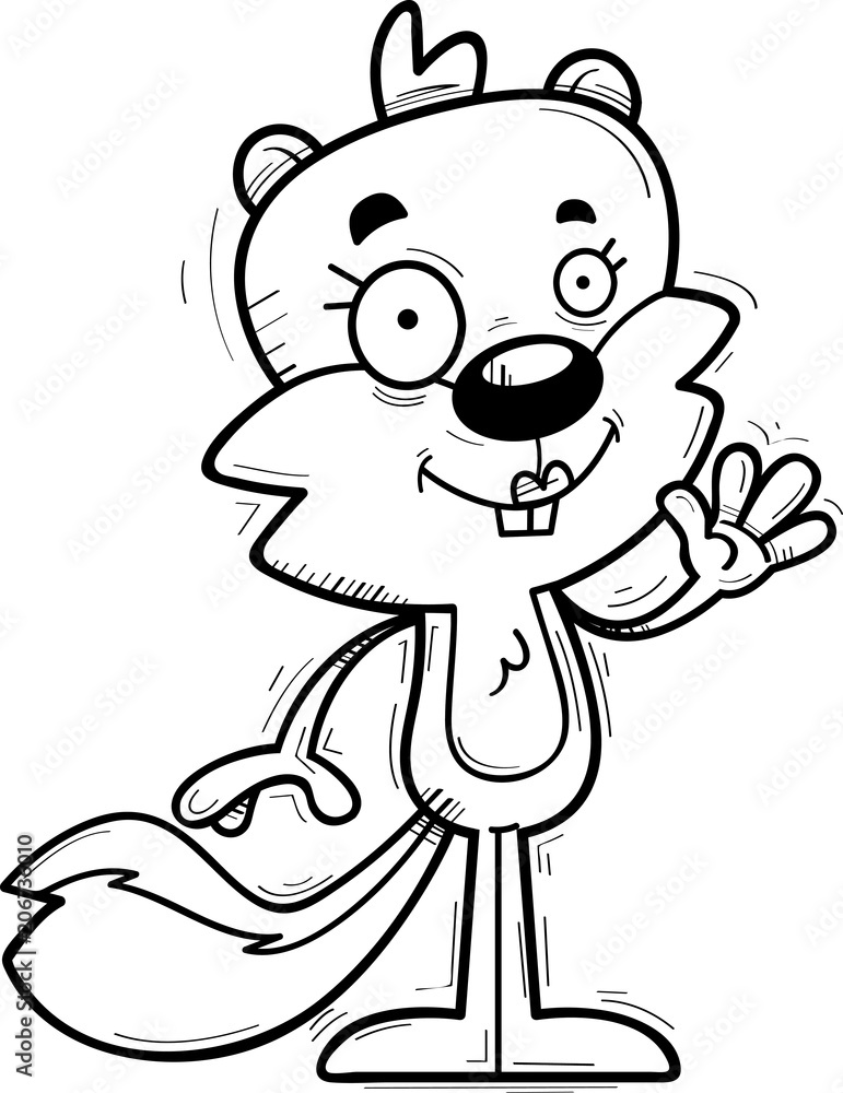 Cartoon Female Squirrel Waving Cartoon Female Squirrel Waving