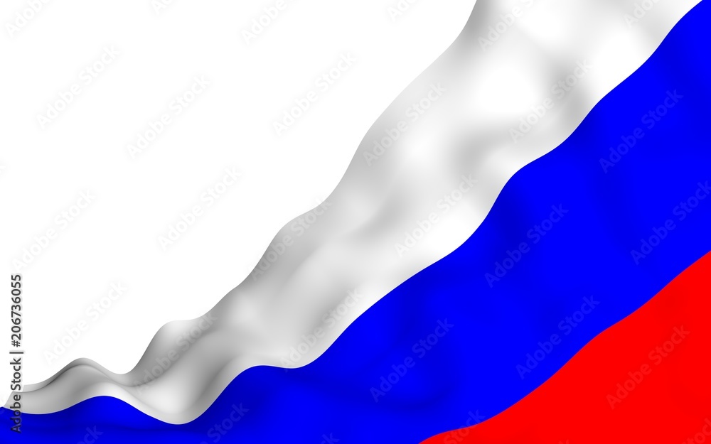 Fototapeta premium Waving flag of the Russian Federation. The National. State symbol of the Russian. 3D illustration