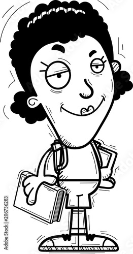 Confident Cartoon Black Woman Student