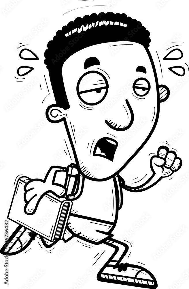 Exhausted Cartoon Black Man Student Exhausted Cartoon Black Man Student