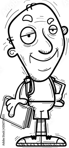 Confident Cartoon Senior Citizen Student