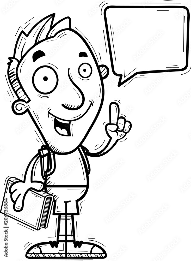 Cartoon Man Student Talking Cartoon Man Student Talking