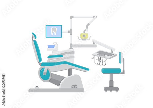 Vector illustration. Dental office with an armchair.Flat design.