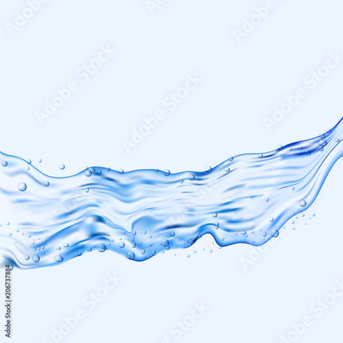 Water splash transparent illustration. Vector blue aqua liquid background. Drink clean and fresh water