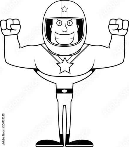 Cartoon Smiling Race Car Driver