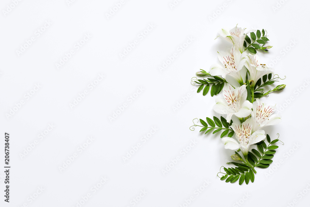 Flower arrangement of peonies, eustoma on a white background. Flower arrangement of peonies, eustoma on a white background.