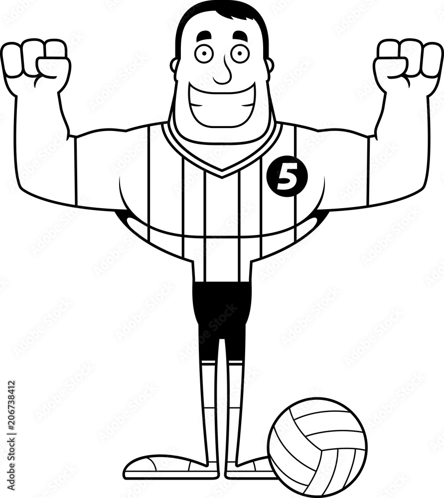 Cartoon Smiling Volleyball Player