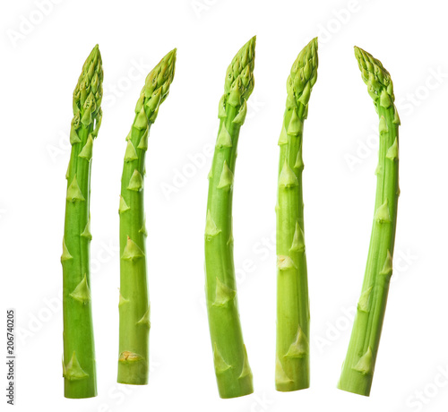 Fresh green asparagus isolated on white background. photo