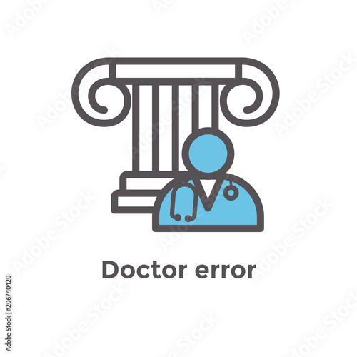 Medical Lawsuit icon with legal imagery showing medical malpractice - outline