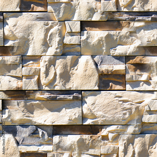 Modern stone brick wall background. Seamless decorative Stone texture. photo