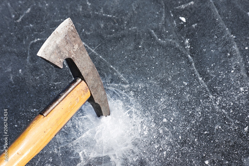 ice axe in ice