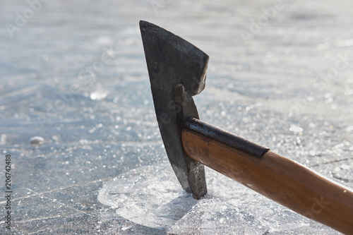 ice axe in ice