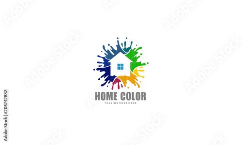 Home Color Logo - Colorful House Splash Paint Vector