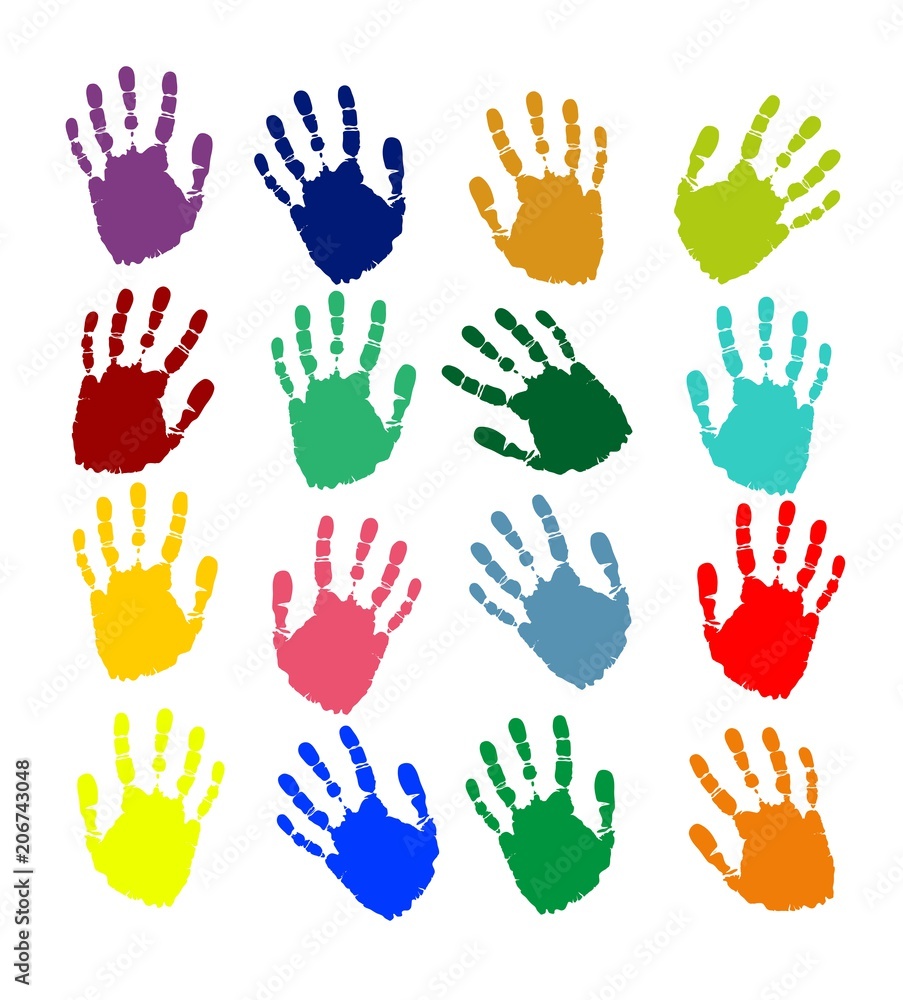 Fototapeta premium Multicolored prints of hands