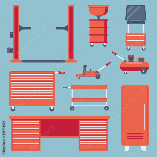 Set of garage equipment.