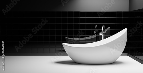 Minimalistisches schwarz-weißes Badezimmer