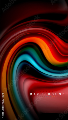 Fluid mixing colors, vector wave abstract background