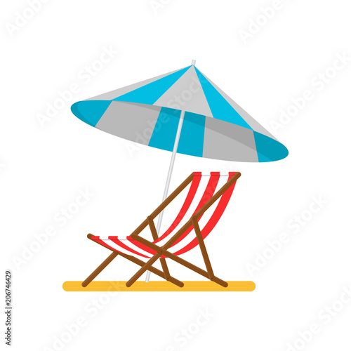 Vector illustration. Beach umbrella with a chaise longue.