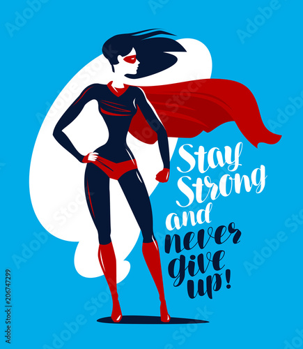 Obraz na plátně Supergirl, superhero stands
