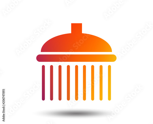 Shower sign icon. Douche with water drops symbol. Blurred gradient design element. Vivid graphic flat icon. Vector