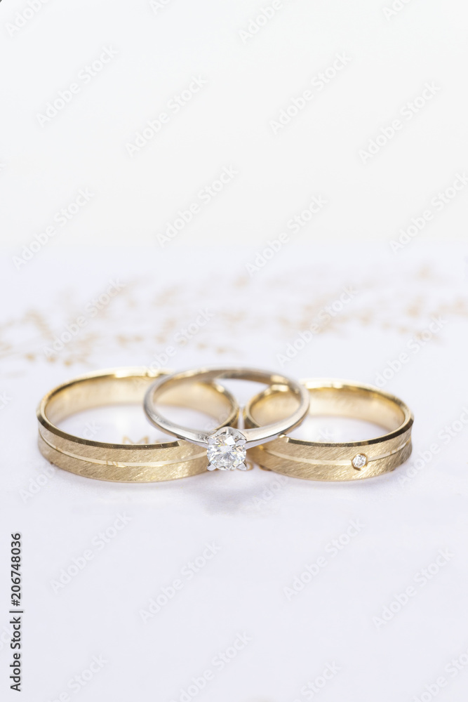 Wedding rings, close up on white background. Wedding rings, close up on white background.