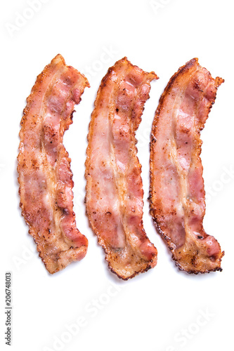 Slices of fried bacon