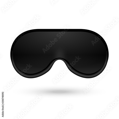 Black eye sleep mask vector illustration. Sleep accessory object. Eye protection for rest night travel