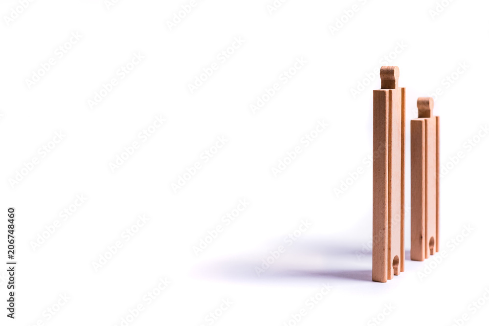 Wooden blocks isolated on a white background. Blocks arranged from the smallest to the highest, the concept of growth. Wooden blocks isolated on a white background. Blocks arranged from the smallest to the highest, the concept of growth.