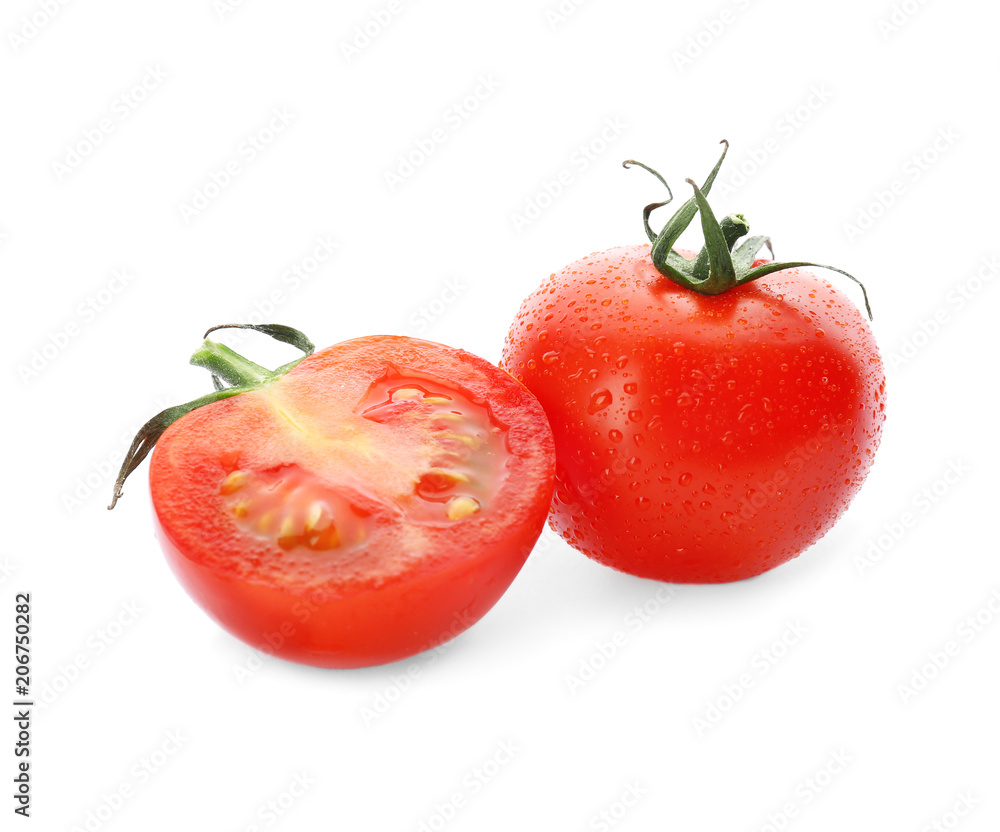 Fresh ripe red tomatoes on white background Fresh ripe red tomatoes on white background