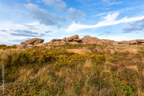 Red rocks at Ploumanach lighthouse, Saint-Guirec, Bretagne, France