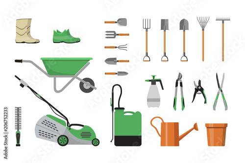 Vector set of garden tools.