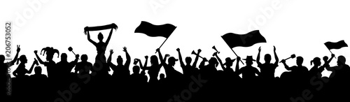 Crowd people cheering silhouettes