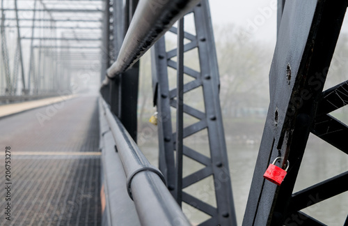 Red Heart Lock on Bridge