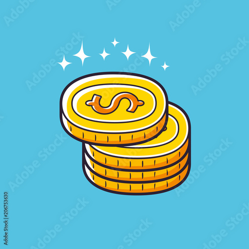 Coins stack. Cash money vector icon. Credit, loan, payment, earnings or prize vector icon.