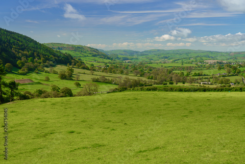 Fototapete Panorama over typical english or welsh farming country
