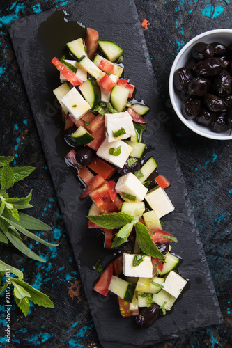 Greek salad with feta cheese photo