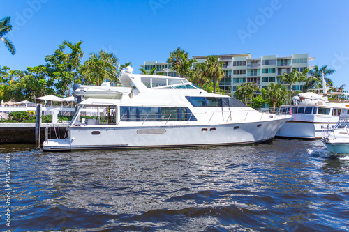White Yacht Moored in the Intracoastal