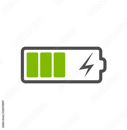 Battery charge icon, vector electrical power charger. Flat accumulator charge icon for smartphone