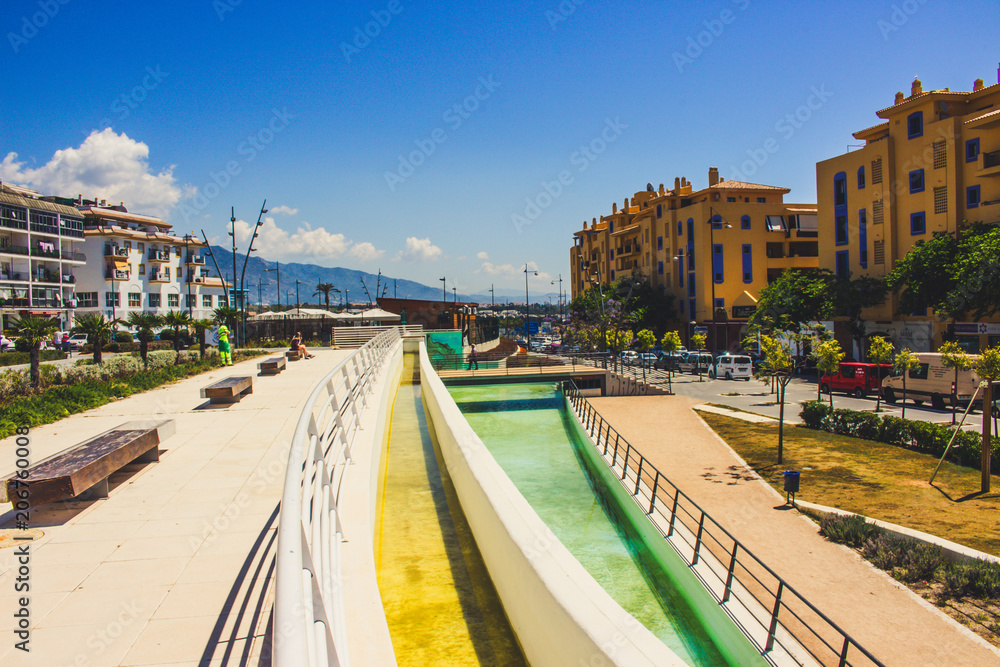Boulevard San Pedro de Alcantara. Promenade in the city of San Pedro de Alcantara, Marbella. Malaga Province, Andalusia, Spain. Picture taken – 22 may 2018.