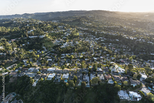 Aerial view of canyon and h...