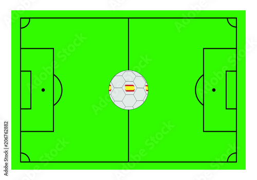 Fußballfeld Ball Flagge Spanien