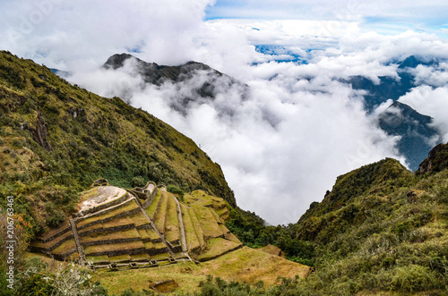 Phuyupatamarca, an impressive archaeological site located along the Inca Trail to Machu Picchu. Cusco, Peru