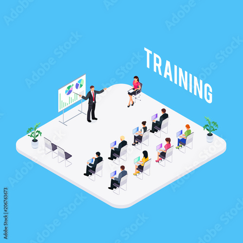 Isometric learning concept isolated.