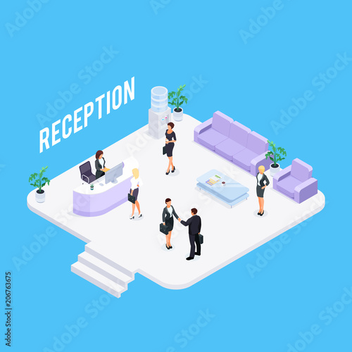 sometric reception concept isolated.