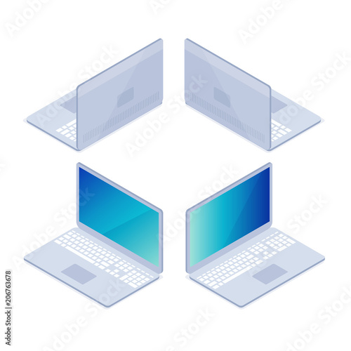 3d computer front view and back view.