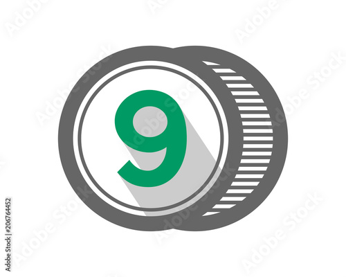 nine number initial typography typeset logotype numeral numeric nominal image vector icon