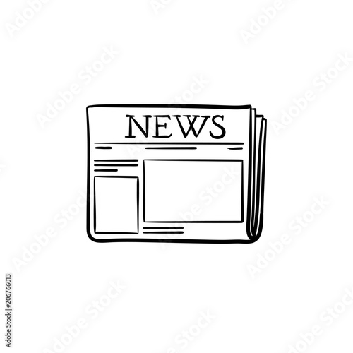 A fresh newspaper hand drawn outline doodle icon. Daily newspaper with hot news concept vector sketch illustration for print, web, mobile and infographics isolated on white background.