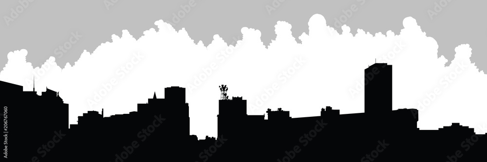 Skyline silhouette of the downtown of the city of Buffalo, New York, USA.