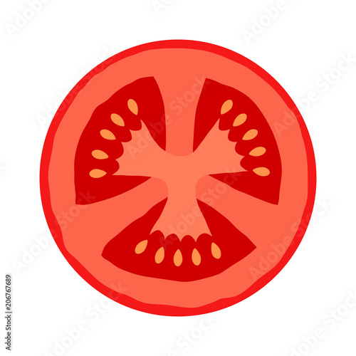 Tomato half slice cross section flat vector color icon for food apps and websites