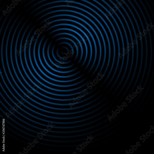 Abstract sound waves effect blue color on black background.